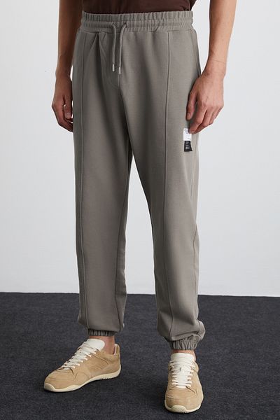 GRIMELANGE Rowan Men's - Gray Organic Cotton, Fleece Jogger Sweatpants