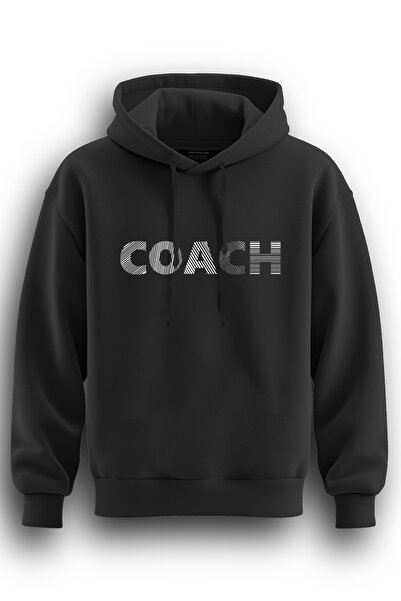 TOP GLORY Φούτερ με κουκούλα με στάμπα Coach - Φούτερ με κουκούλα με 3 κλωστέ...