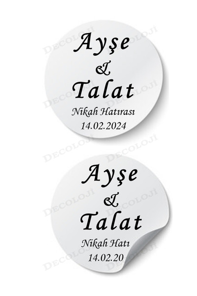 Decoloji Söz, Nişan, Kına, Mevlüt, Sünnet, Okul, Nikah Şekeri Isim Etiketi, Beyaz Yapışkanlı Kağıt, 40 Adet
