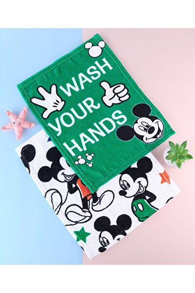 Babyhug Disney منشفة وجه قطنية تيري بطبعة ميكي ماوس، عبوة من قطعتين - متعددة ...