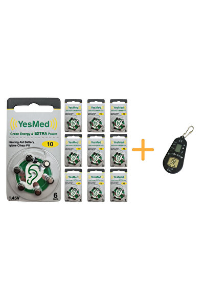 YesMed Extra Power 10 Numara İşitme Cihazı Pili (10 Paket x 6 Adet = 60 Adet ...