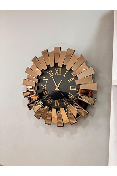 Neon 3 Boyutlu Piyano Lüxs Model Aynalı Duvar Saati Roma Rakamlı