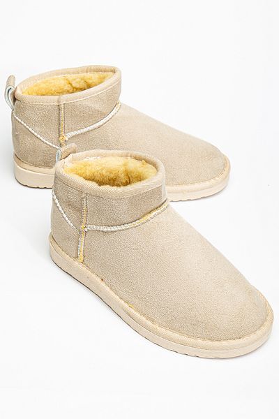 DENORA Beige Nude Cream Skin Matte Suede Shearling Boots