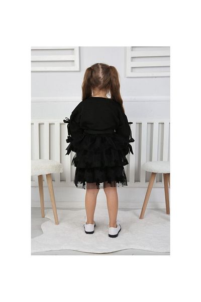 CİCHLİD Girl's Bow Detailed Tulle Skirt Dress