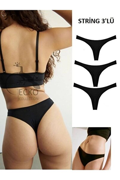 yokyokcollection wildcad Дамски черни памучни прашки - шнур 3 бр