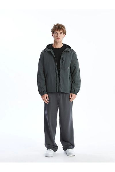 LC Waikiki Ανδρικό λεπτό παλτό XSIDE Anthracite Standard Mold Hooded