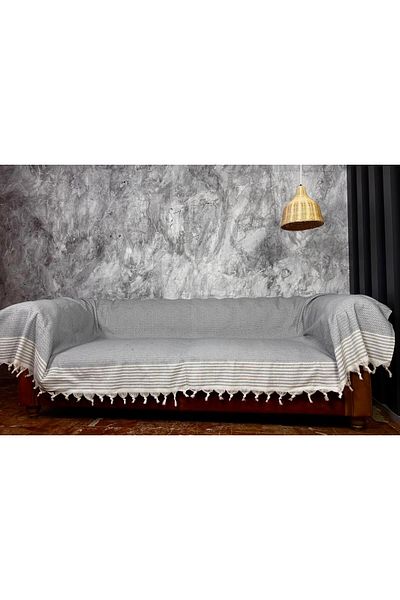 KARAKRAL Organic Buldan Cloth Covering Arms 180X300Cm Armchair Sofa Sofa Bed Cover Gray