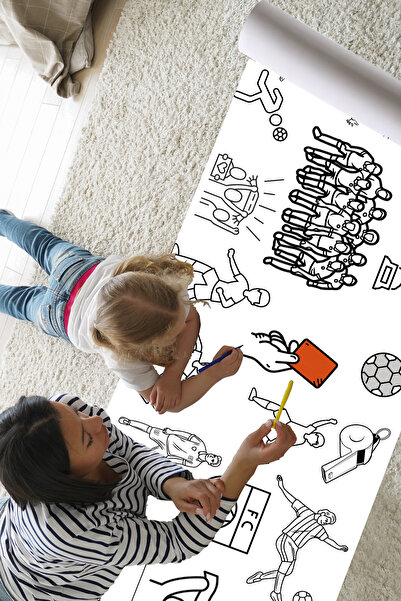 Natureplaydesign Dev Boyama Etkinliği Futbol Seven Çocuklar Temalı 2 Metre Bo...