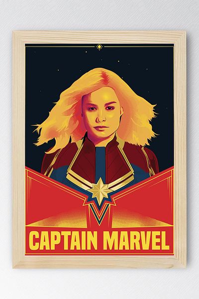 Saturn Captain Marvel Framed Painting - Captain Marvel Poster Painting