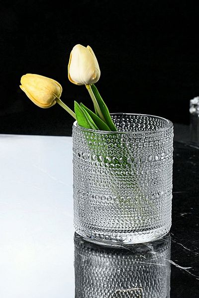TrendDeco Droplet Model Glass Round Vase Cutlery Holder Pen Holder Decorative Multi-Purpose Jar