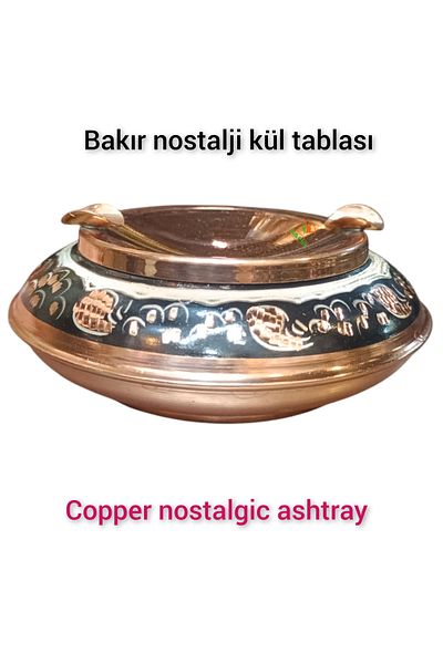 SAFİR ÇAY KAZANLARI Nostalgic Copper Ashtray Copper Nostalgia Ashtray 2 Pieces Nostalgia Copper Ashtray
