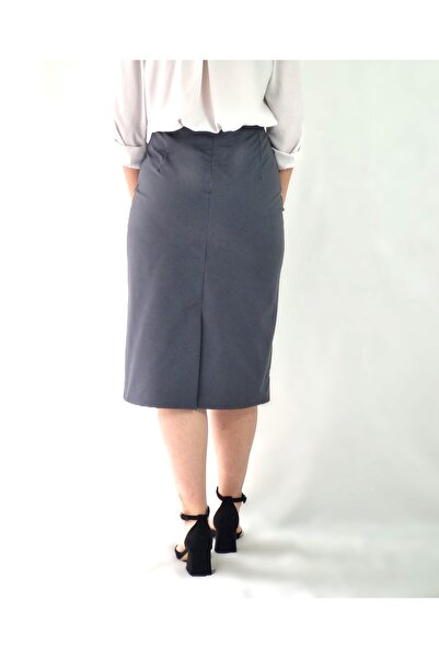 YAXİ FUSTA ȚESUTĂ MIDI cu creion afumat