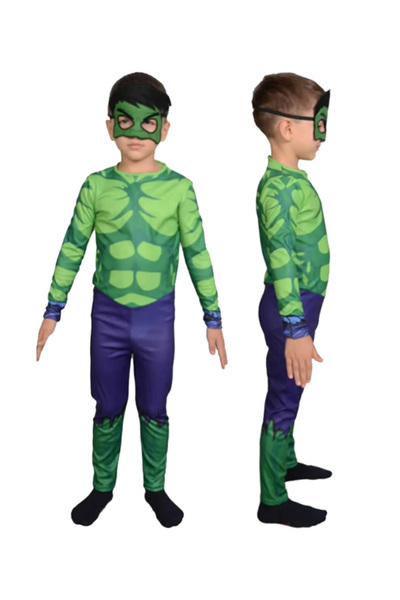 GEZEN AY Maskeli Hulk Erkek Çocuk Kostümü - Hulk Kostüm