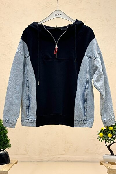 sahnemoda Світшот з капюшоном і напівзастібкою на блискавці