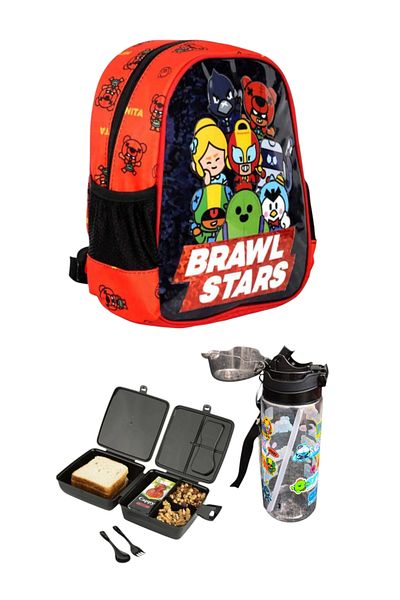 BRAWL STARS Geantă de grădiniță cu licență cu 4 compartimente - cutie de prânz și sticlă de apă de 500 ml Ddcq 219662