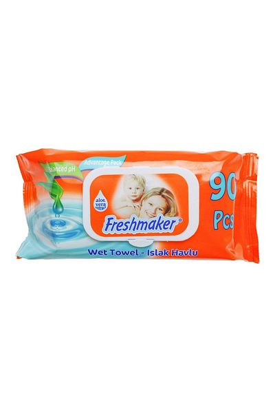 BAKOM AMBALAJ Freshmaker Covered Aloe Vera Wet Towels - 90 Pieces X 2 Packs (180 Pieces)