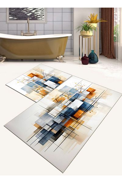 Ardizayn Bohemian - Αντιολισθητική, Βαμβακερή Υφαντή Βάση (60X100 - 50X60CM) Μοκέτα μπάνιου 2 τεμαχίων