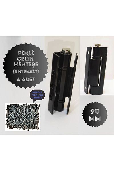 unix Pvc Pimapen Door Window Hinge Steel 90mm Anthracite/6 Pieces) Screws Included