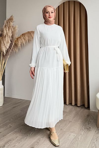 InStyle Fusta plisată șifon rochie albă