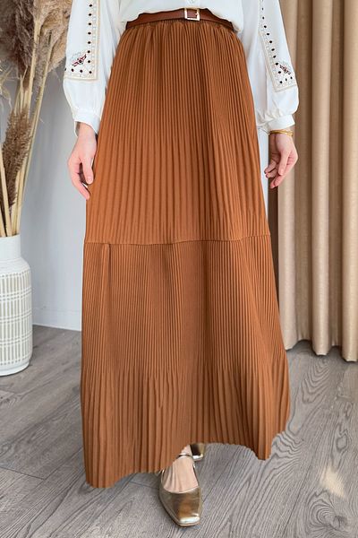 InStyle Pleated Scuba Crepe Tile Skirt