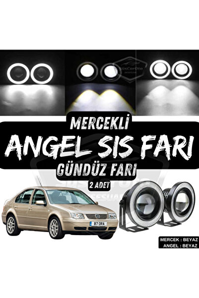 caralp Vw Bora 1998-2006 Uyumlu Mercekli Angel Sis Farı Metal 76 mm Beyaz Hal...
