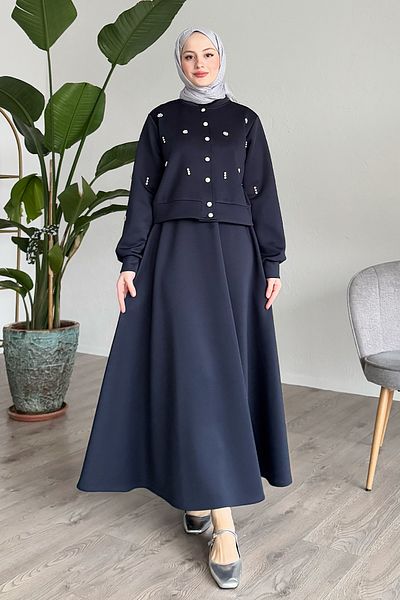 InStyle Σετ Navy Blue με Stoned Scuba Φούστα