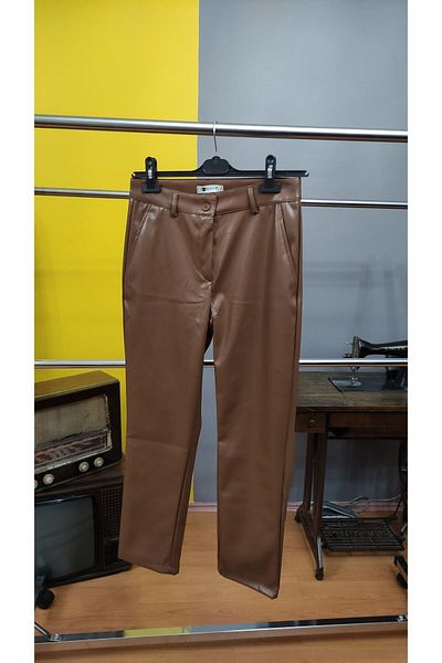hot fashions Women's Dark Brown Stylish and Stylish Faux Leather Trousers