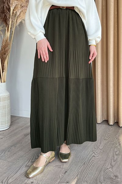 InStyle Fusta plisată Scuba Crepe Kaki