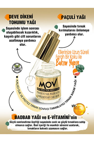 MOV Kalıcı Oje Ve Protez Tırnak Sonrası Tamamlayıcı Bakım Yağı 20 ml