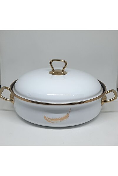 Avşar Enamel House 26 cm 2.8 Liter White Gold Carniyaric Pilav Cooker