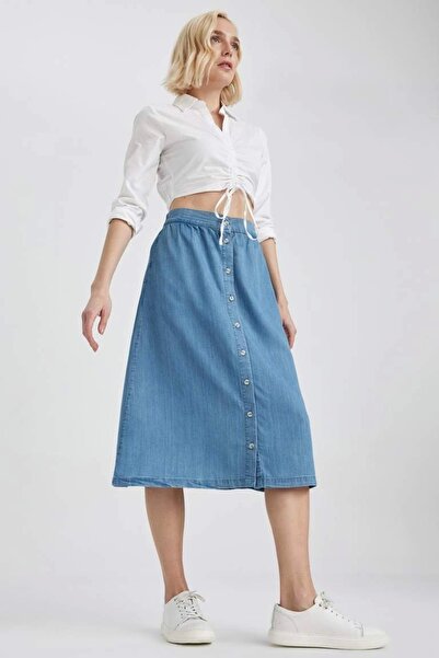 DeFacto Z1722 A-line Jean Midi Skirt