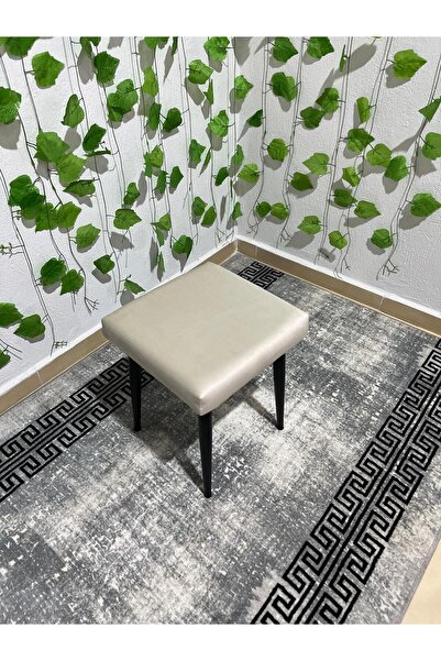 ÖZCAN METAL Metal Ayak Babyface Kumaş Dekoratif Çok Amaçlı Peluş Puf Tabure Bench Koltuk Sandalye