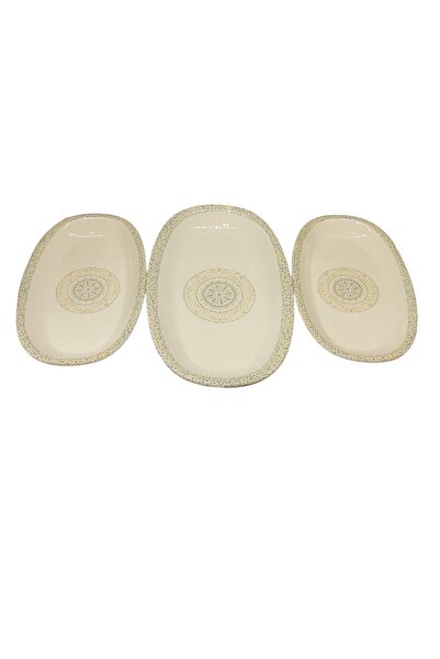 Peramari Bernardo Bellini Fine Bone Porcelain 3 Piece Boat Plate Serving Set