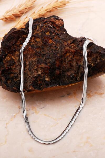 Sümer Telkari İtalyan Balık Sırtı 3,5 Mm Rodyumlu Gümüş Zincir Kolye 8077