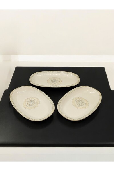 Peramari Bernardo Bellini Fine Bone Porcelain 3 Piece Boat Plate Serving Set