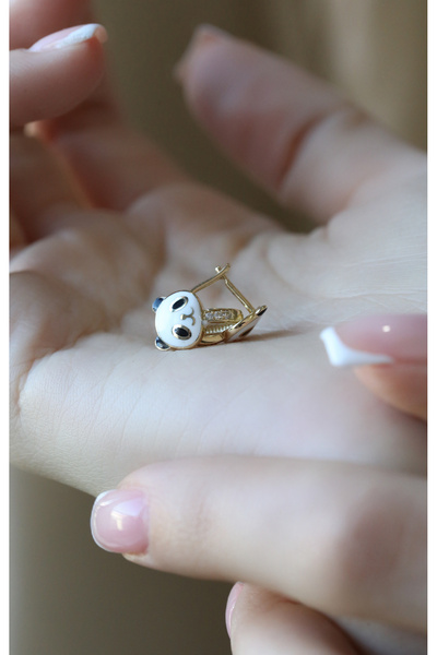 Kuyumcum 14 Ayar Altın Piccolo Panda Çocuk Küpe