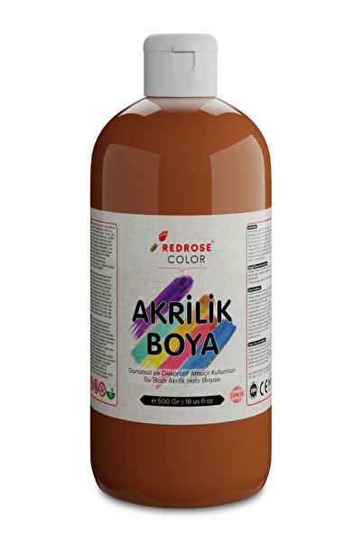 REDROSE COLOR Terracotta Akrilik Boya 500gr, Dekoratif Hobi Amaçlı Sanatsal C...