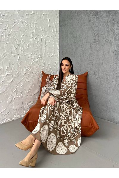 PREMİER VİE Viscose Hijab Pleated Crew Neck Dress