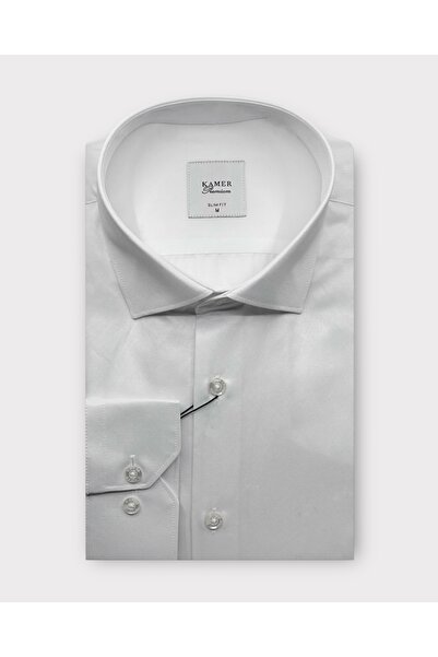 KAMER ERKEK SLIM FIT PAMUK SATEN BEYAZ GÖMLEK 2101B
