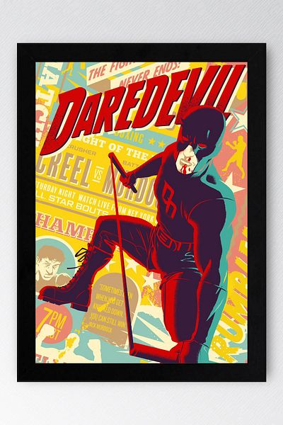 Saturn Tablou înrămat Daredevil - Poster cu design de benzi desenate Marvel