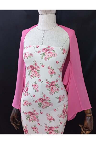 Qrsln Amylee σιφόν μανίκια σάλι σε σκούρο ροζ