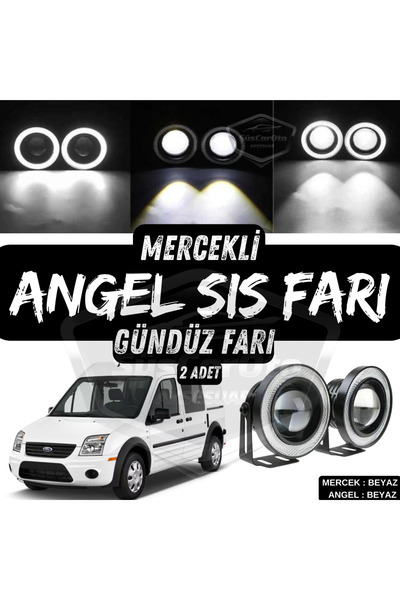 caralp Ford Connect 2002-2013 Uyumlu Mercekli Angel Sis Farı Metal 76 mm Beya...