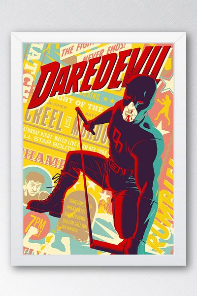 Saturn Επιτραπέζιο με κορνίζα Daredevil - Επιτραπέζια αφίσα με σχέδιο κόμικ της Marvel