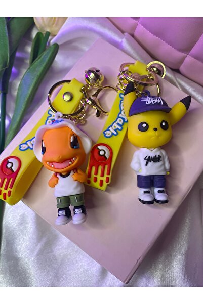 TATLIŞ 1 adet Pokemon karakterli pikachu veya charizard hediyelik anahtarlık/...