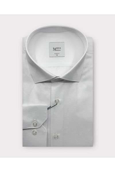 KAMER Slim Fit (8 Drop) White Men's Shirt 2102a