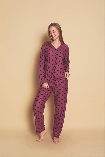 CALİA Front Buttoned Women's Pajamas Set Suede Fabric