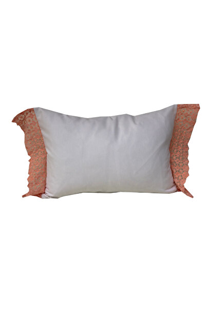 YASTIKMİNDER KOTON KREM BEYAZ SOMON DANTELLİ KRLENT YASTIK KILIFI