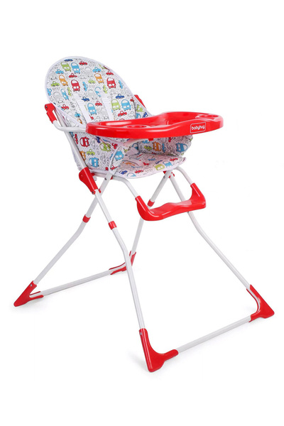 Babyhug كرسي طعام للأطفال من Fun Feast مزود بحزام أمان بخمس نقاط ومقعد مبطن عريض، باللون الأحمر، من عمر 6 أشهر إلى 3 سنوات