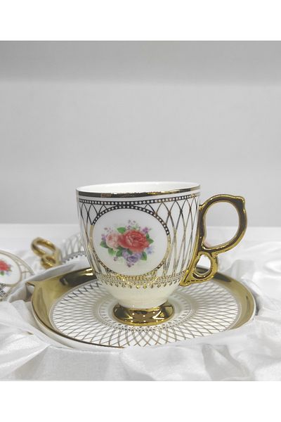Kosova Porcelain Maude - 12 Piece Coffee Cup Set for 6 Winter