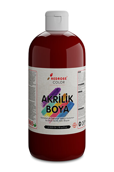 REDROSE COLOR Bordo Akrilik Boya 500gr, Dekoratif Hobi Amaçlı Sanatsal Canlı ...